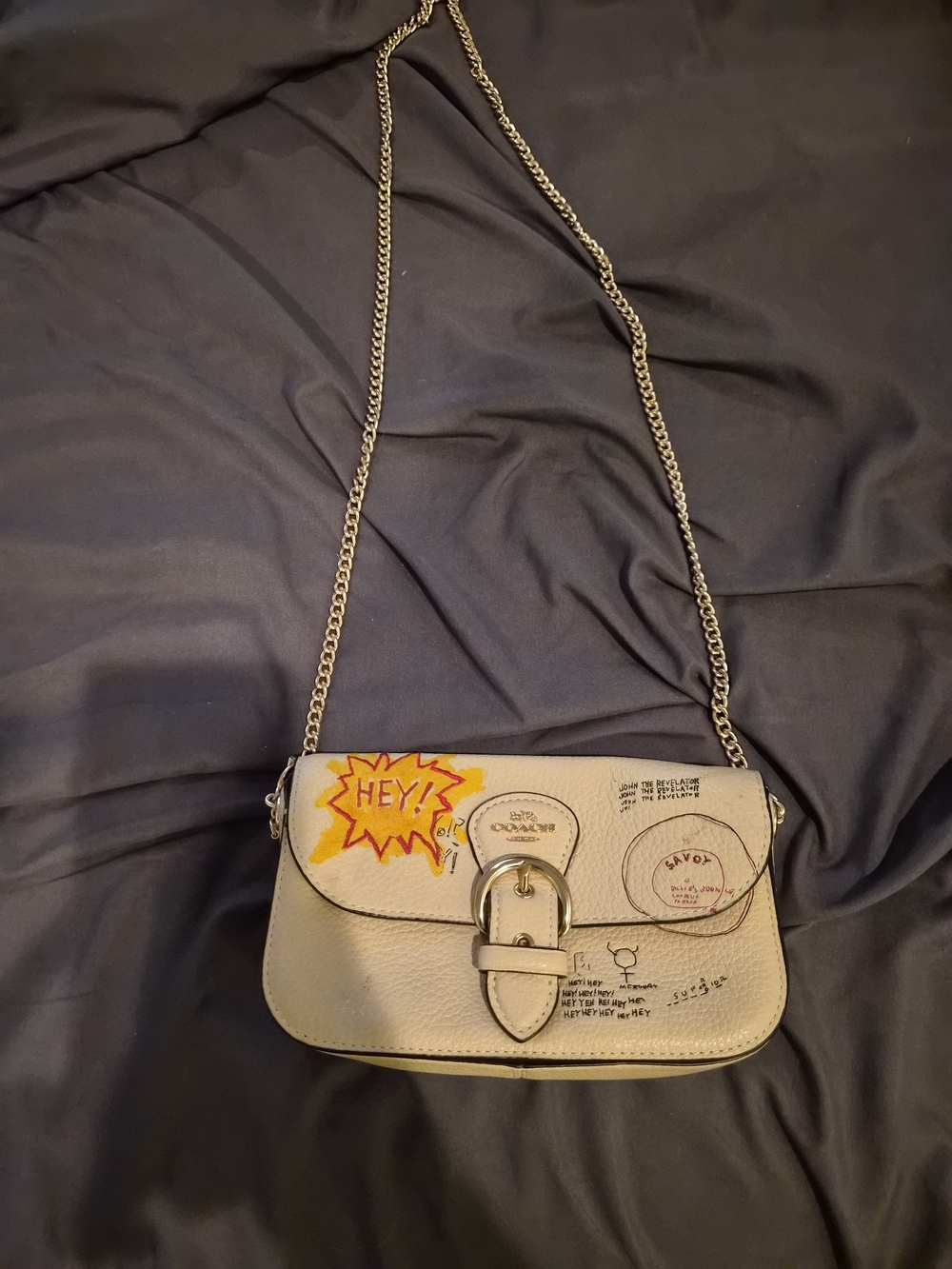 Coach x Jean-Michel Basquiat Kleo Crossbody Bag Leather Ivory C5612